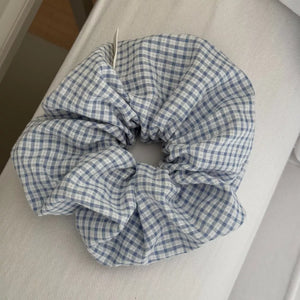 scrunchie featuring gingham, plaid, striped in navy blue with polyester Imported Size &amp texture