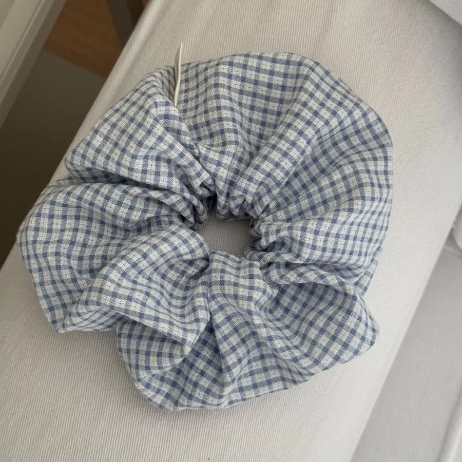 scrunchie featuring gingham, plaid, striped in navy blue with polyester Imported Size &amp texture