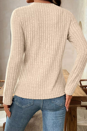 Ribbed Cowl Neck Long Sleeve Top option 6