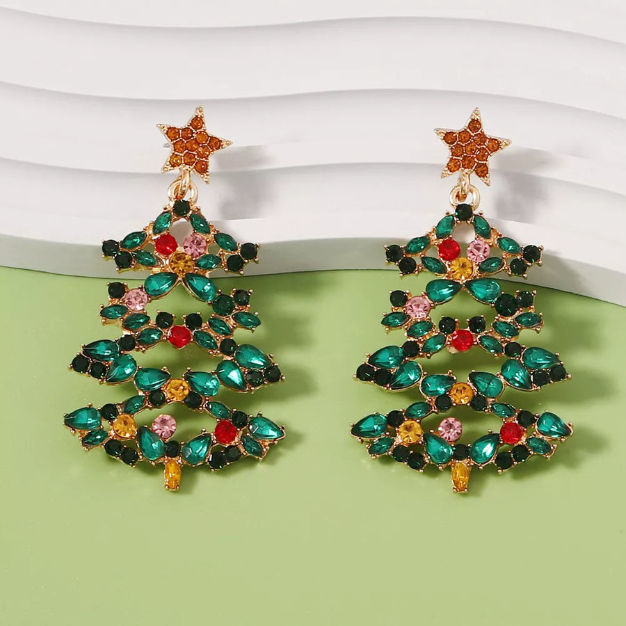 clear earrings with christmas tree design and not applicable