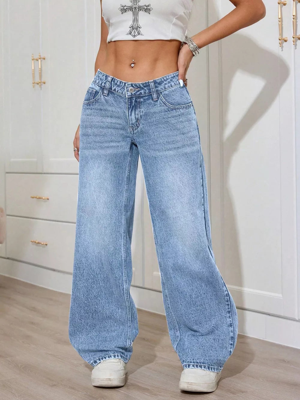 Washed Wide Leg Jeans in this colorway