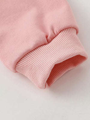 Pale blush cotton crew neck sweatshirt cuff detail