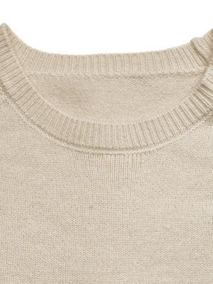 romantic pullover sweater in Beige with crew neck