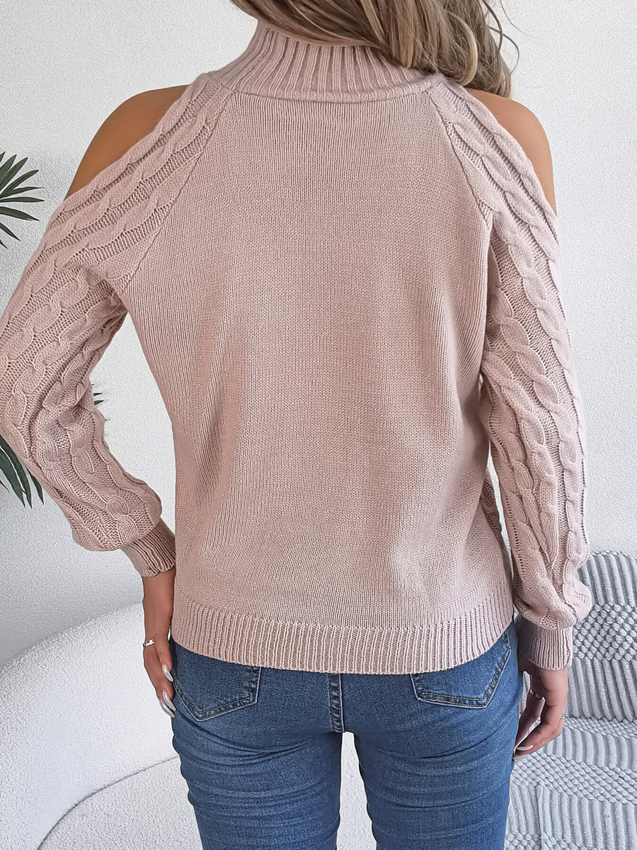 Burgundy pullover sweater with cutout and long sleeve