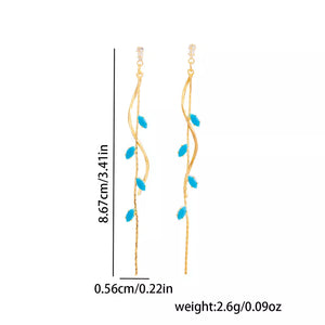 earrings in turquoise with drop design and long
