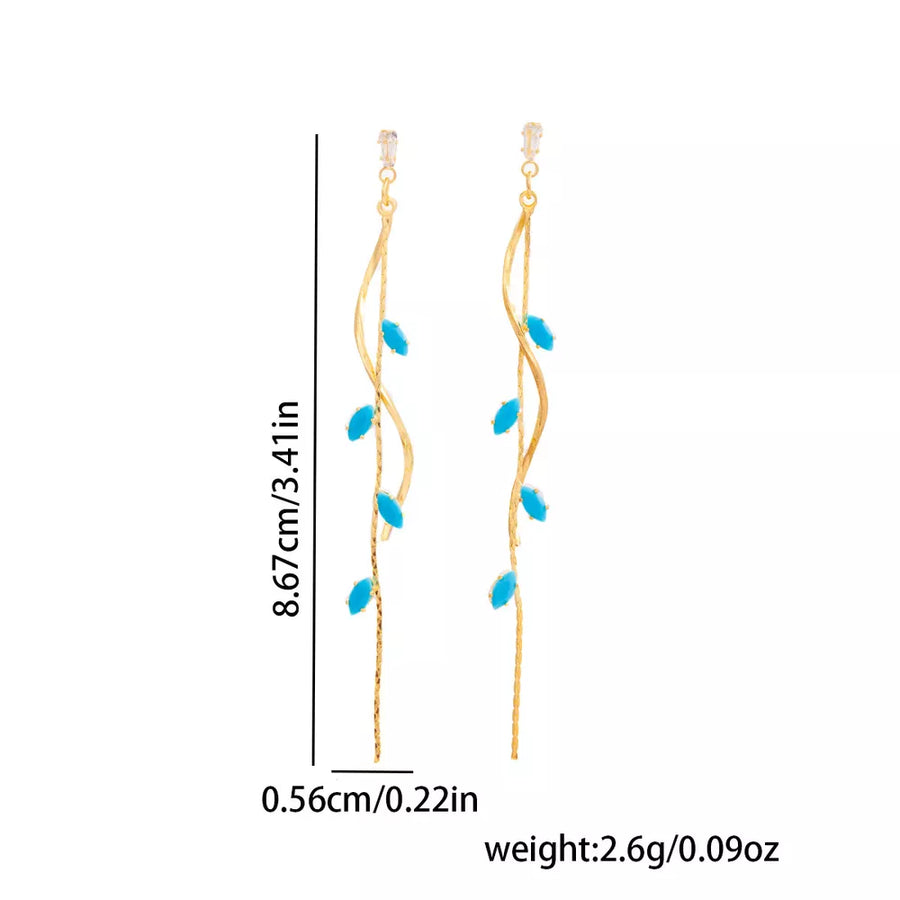 earrings in turquoise with drop design and long