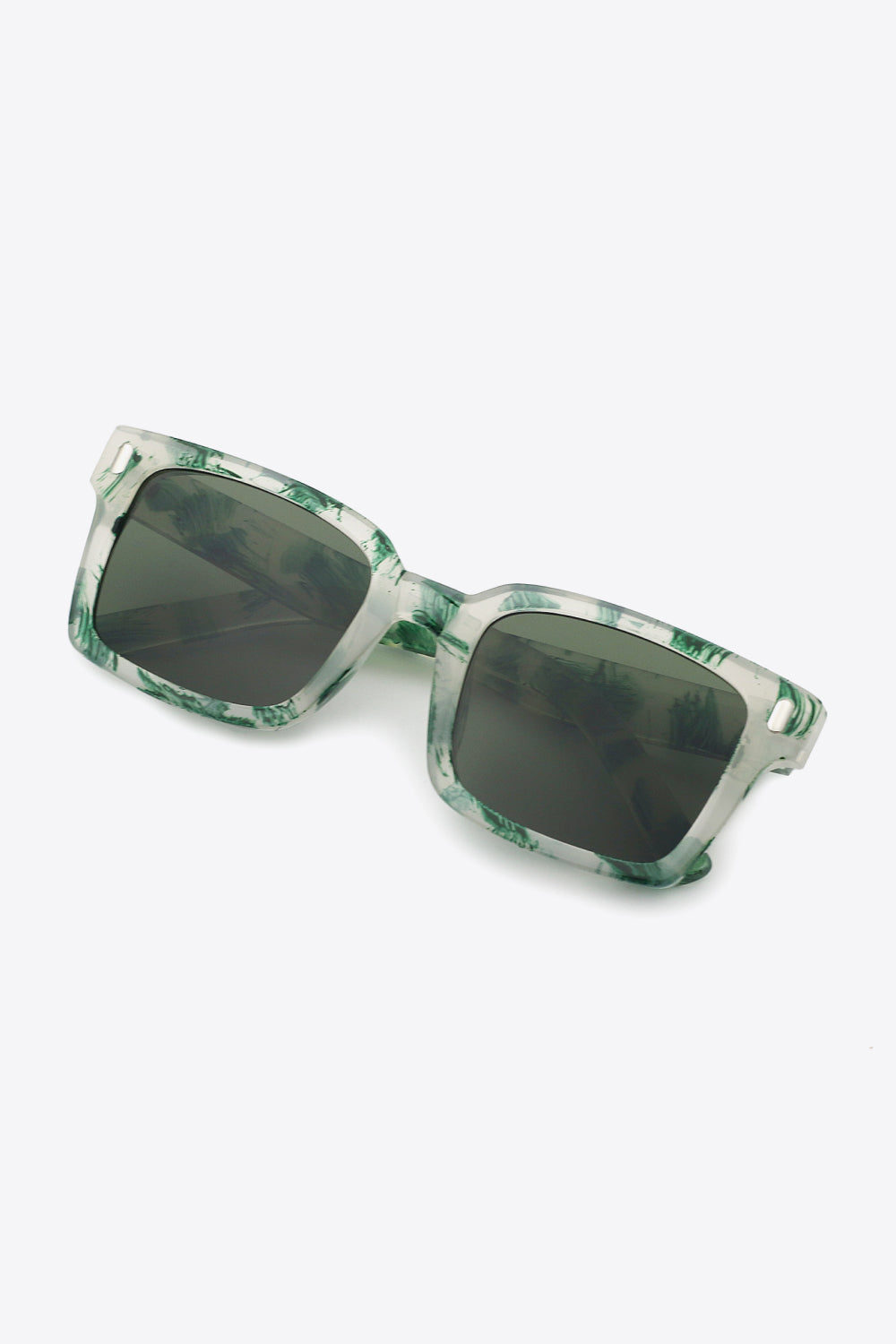 Forest marble effect rectangular sunglasses with dark lenses