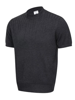 Light Gray Men's Mock Neck Short Sleeve Knit Top