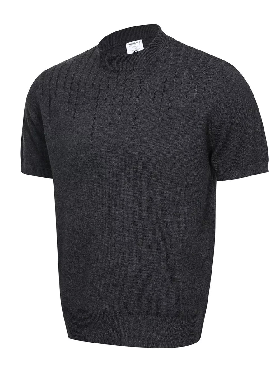 Light Gray Men's Mock Neck Short Sleeve Knit Top