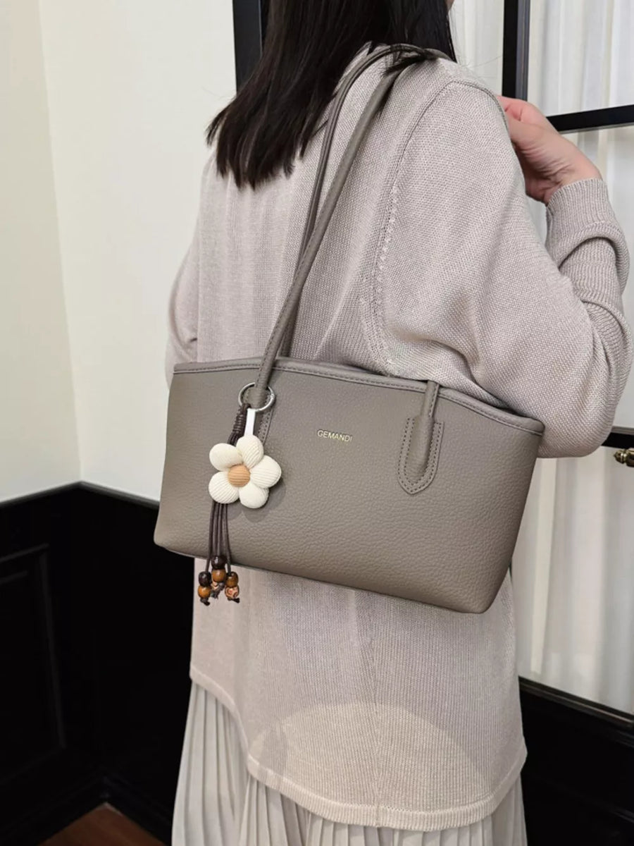 Gray with Pu Leather Shoulder Bag in Gray