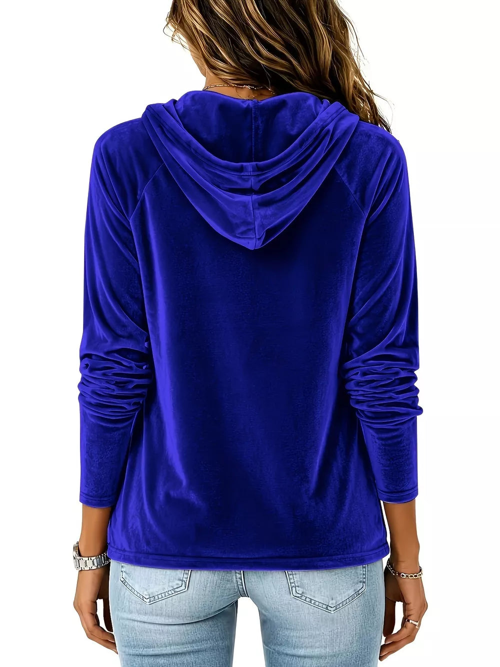 pullover hoodie in Burgundy with drawstring and hip-length