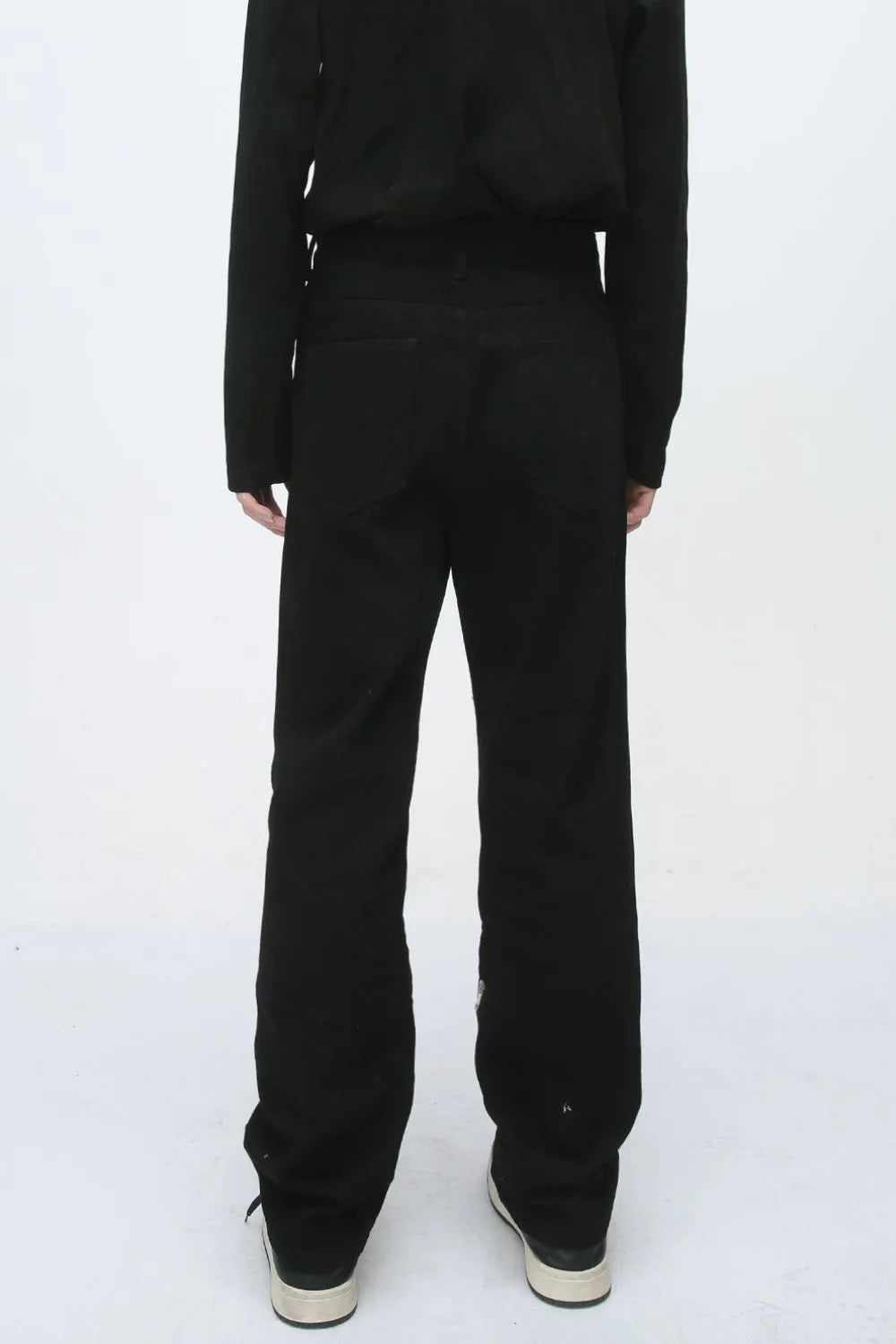 Dark Zip-Detail Straight Leg Jeans