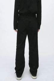 Dark Zip-Detail Straight Leg Jeans