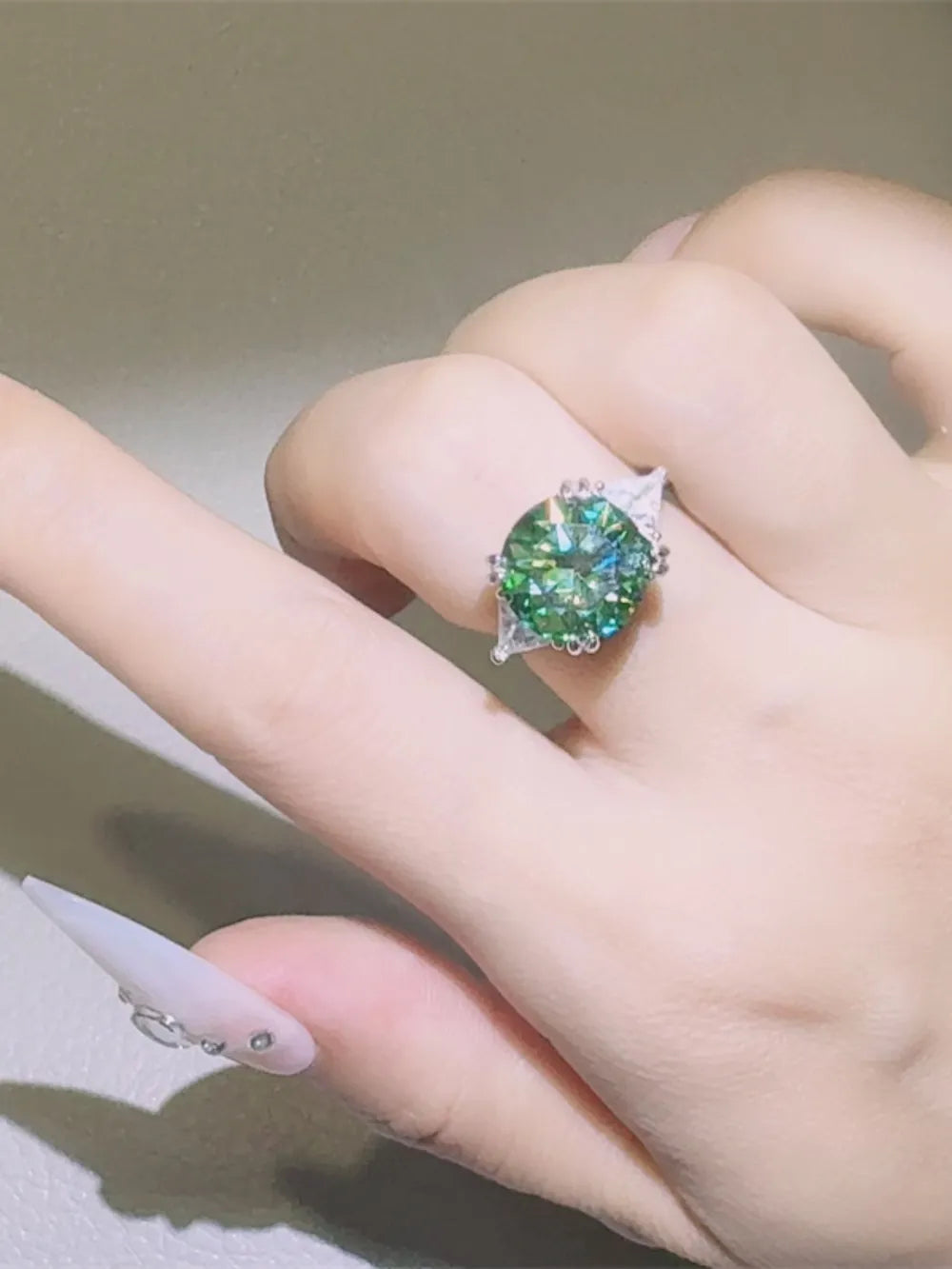 Emerald Prism Silver Ring with turquoise stone and silver band.
