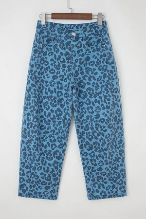 Leopard Print Barrel Leg Jeans option 8
