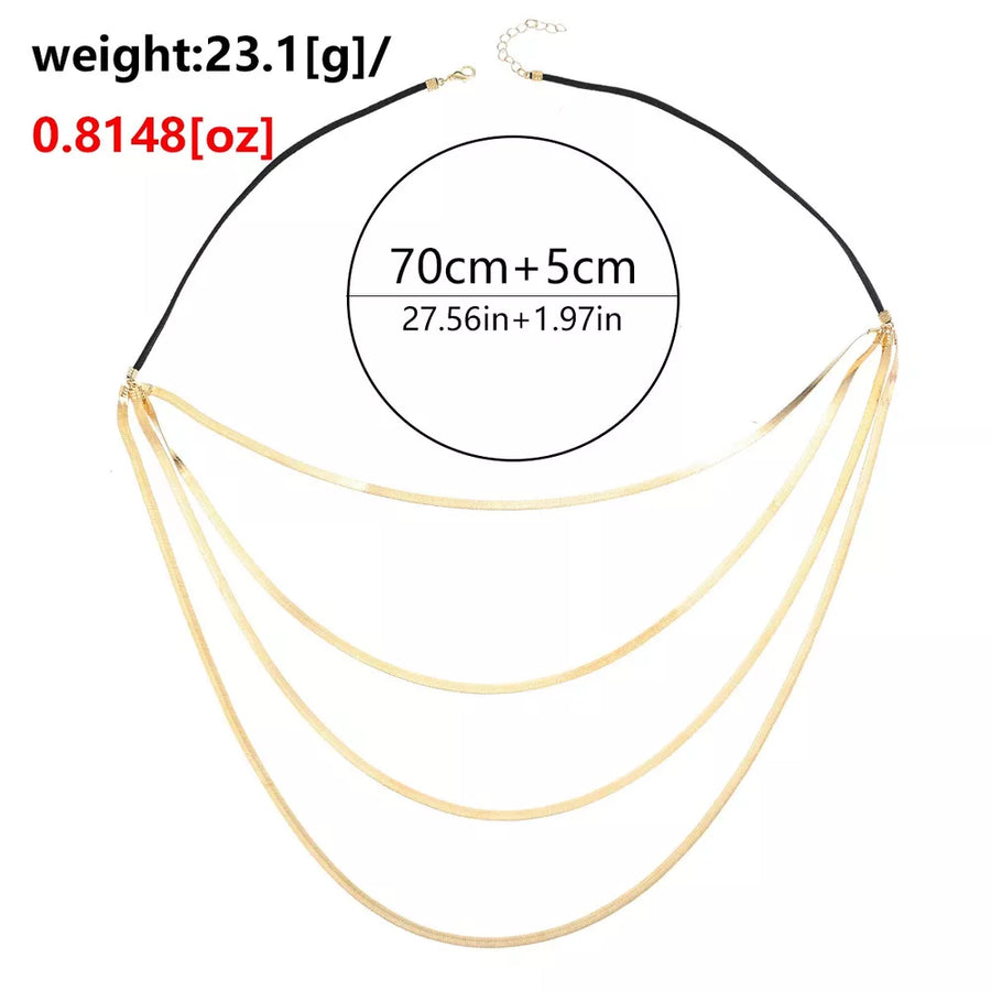 Multi-layered 18k Gold-plated Snake Chain Necklace option 6