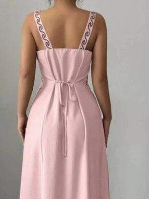 100% polyester Care instructions: Machine wash cold maxi dress in sage green with A-line silhouette
