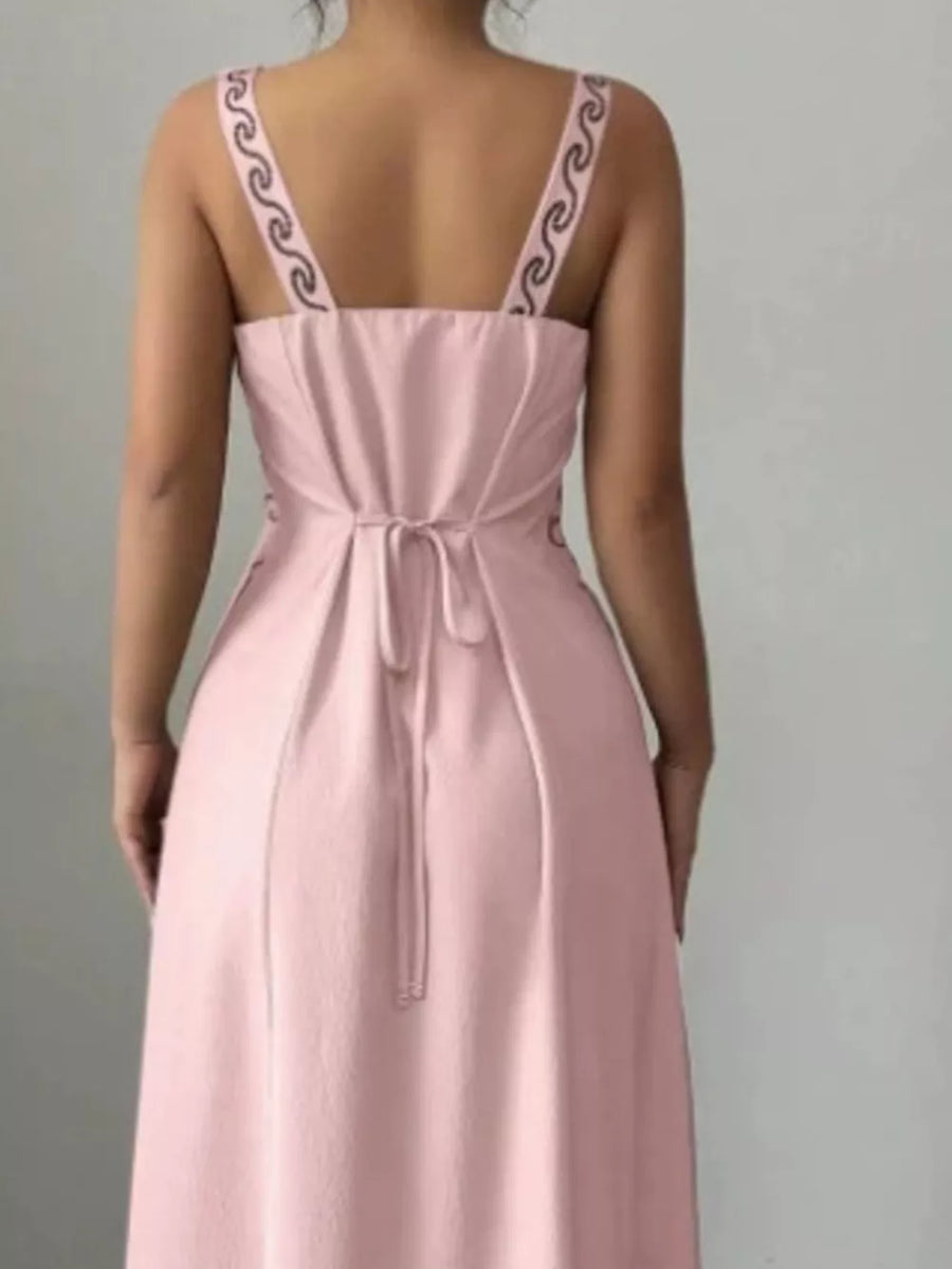 100% polyester Care instructions: Machine wash cold maxi dress in sage green with A-line silhouette