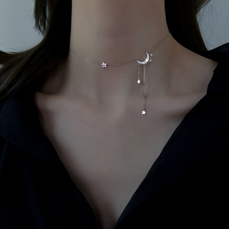 silver necklace with princess length and clasp