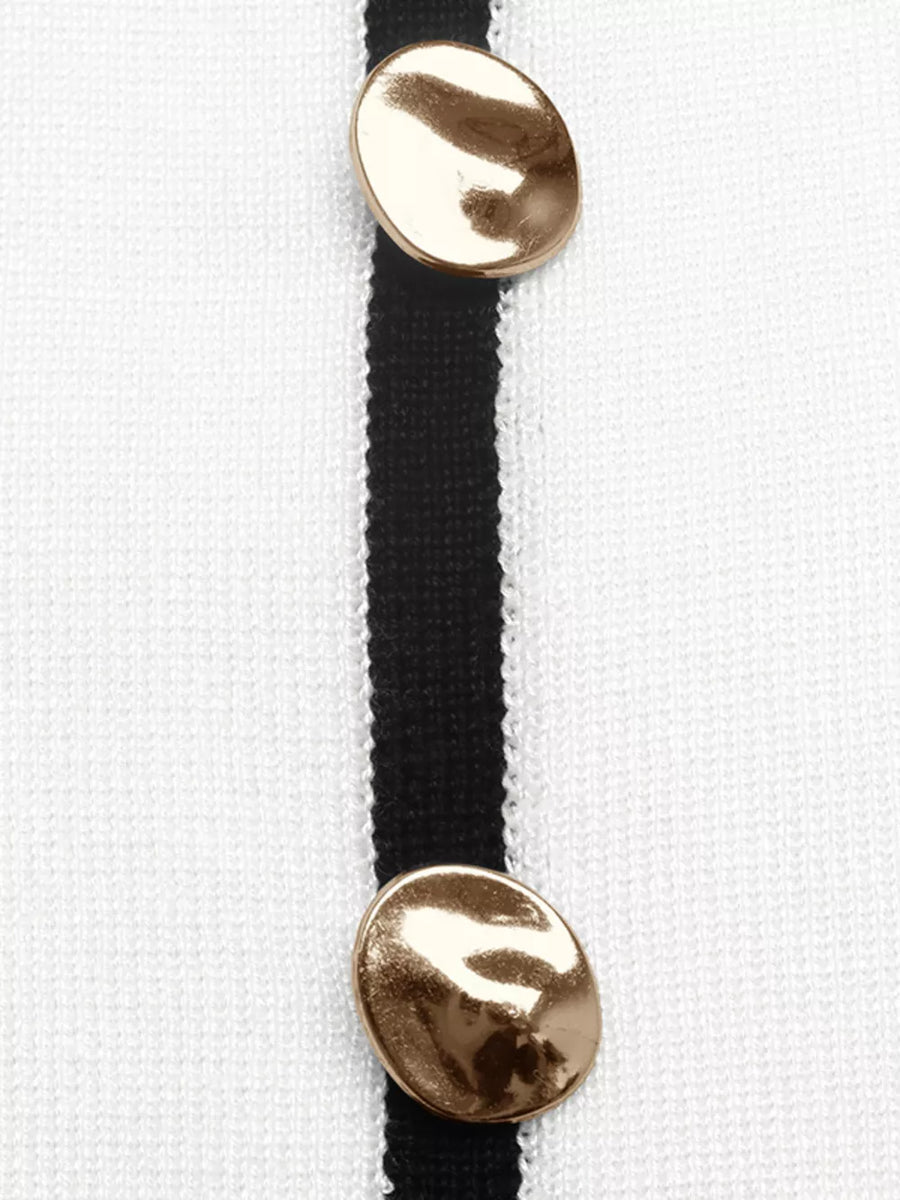 Contrast Trim Button Decor Knit Top option 9