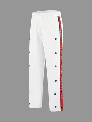 Men's Full Size Drawstring Plaid Side Stripe Pants, view 14