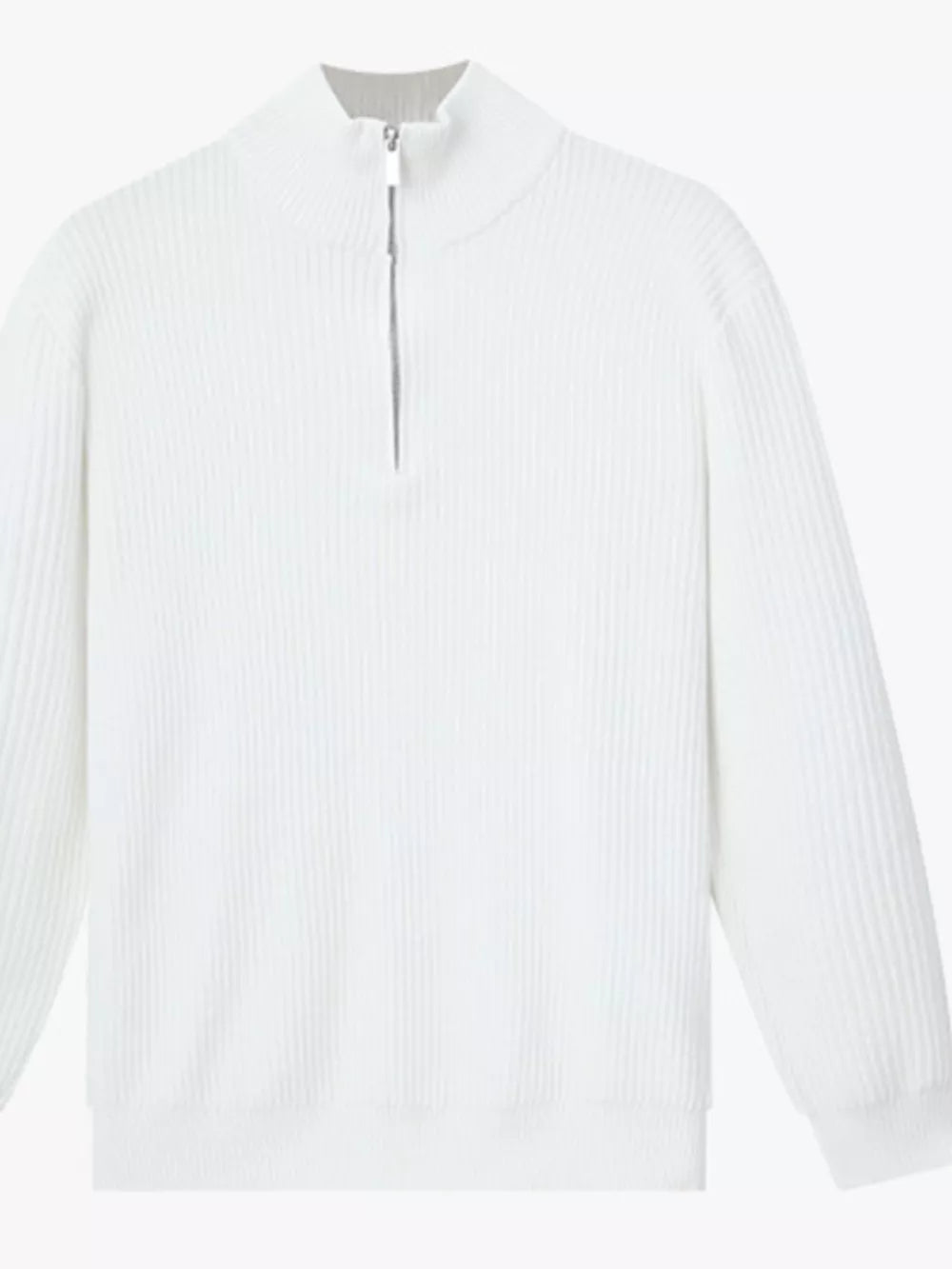 White Men's Plus Size Ribbed Half-zip Sweater