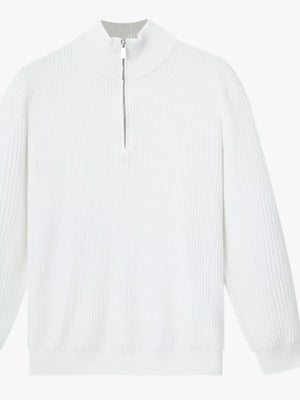 White Men's Plus Size Ribbed Half-zip Sweater