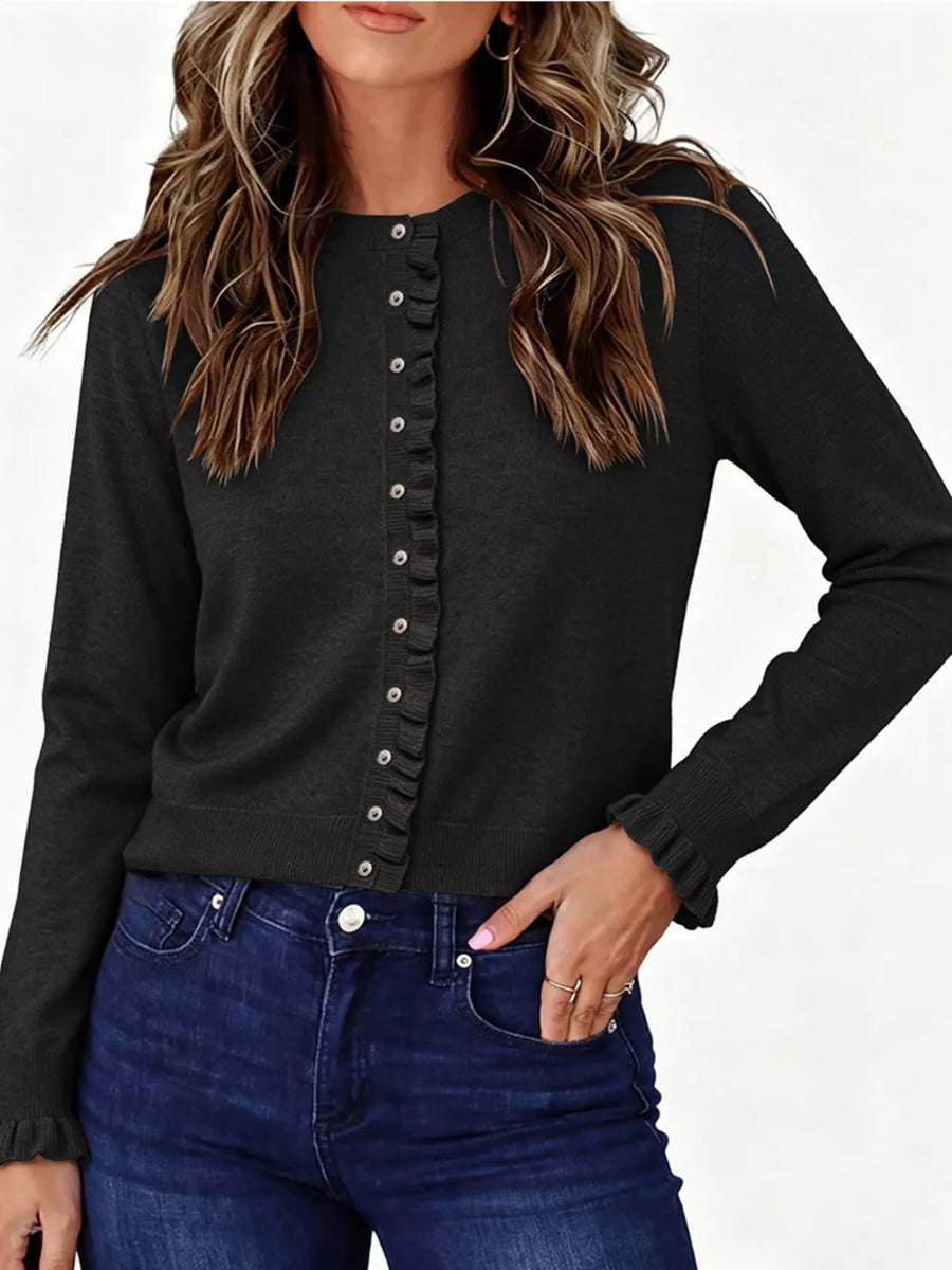 classic cardigan in Light Blue with crew neck