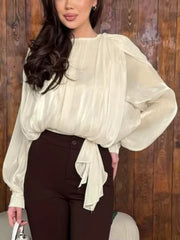 Tan blouse with cropped and pullover