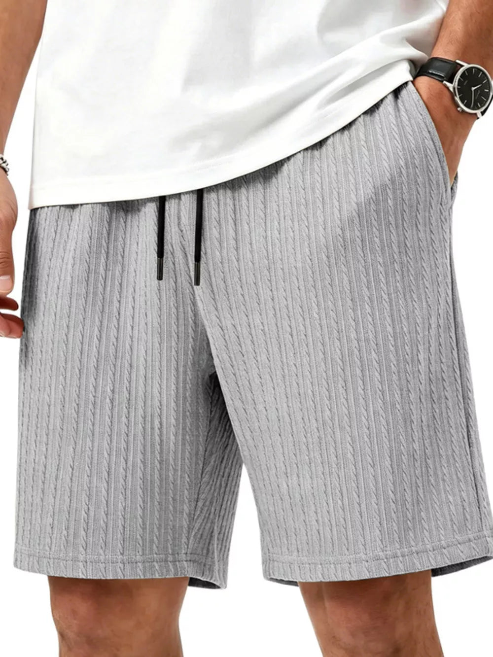 light gray athletic shorts with textured and N/A