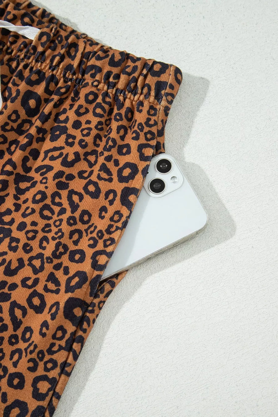Brown relaxed pajama set with crew neck
