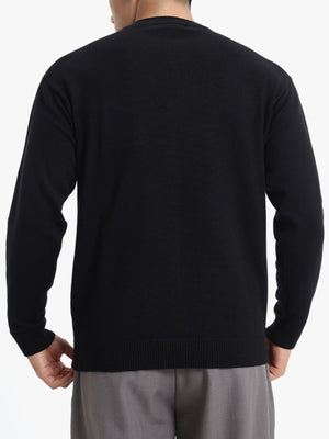 crewneck sweater in Air Force Blue with ribbed cuffs and hip-length