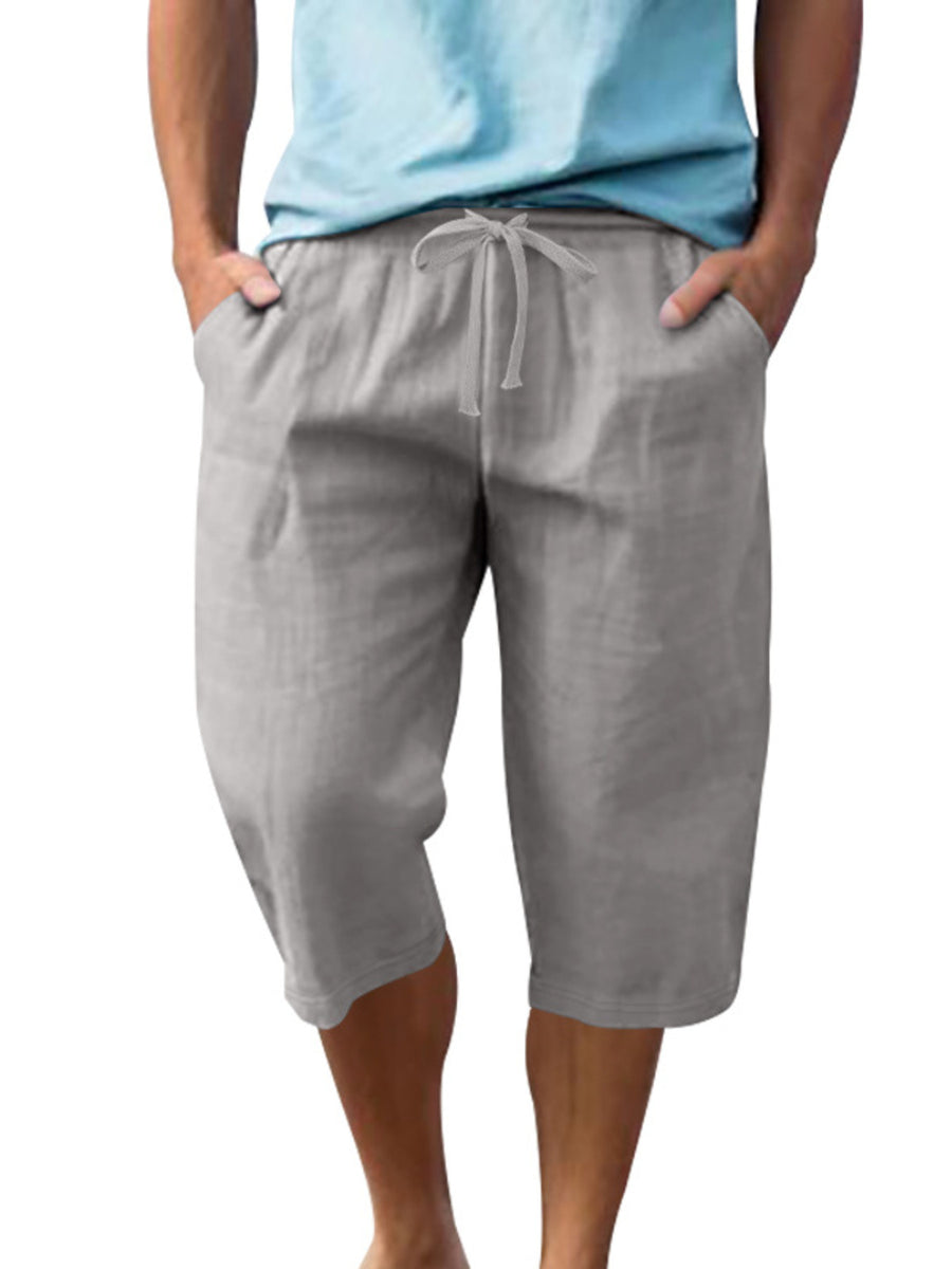 Men's Casual Drawstring Bermuda Shorts Plus Size in Light Blue, view 20