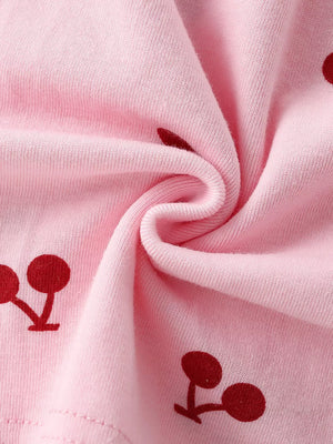 Children's Cherry Print Short Sleeve Dress