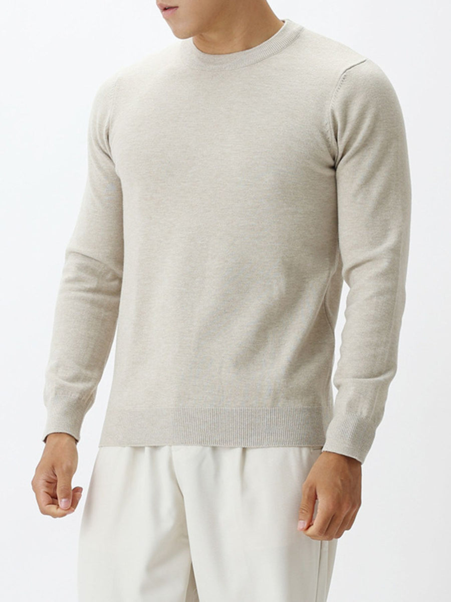Caramel Color crewneck sweater with hip-length and pullover