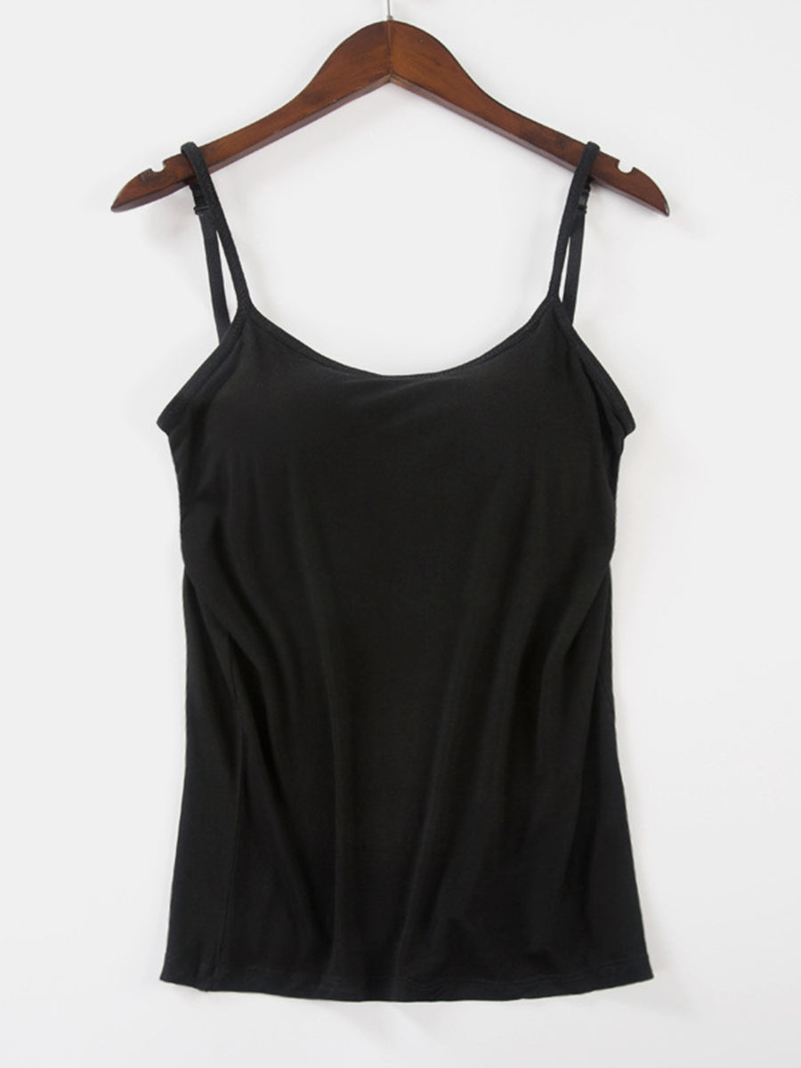 Black soft-cup cami with adjustable straps