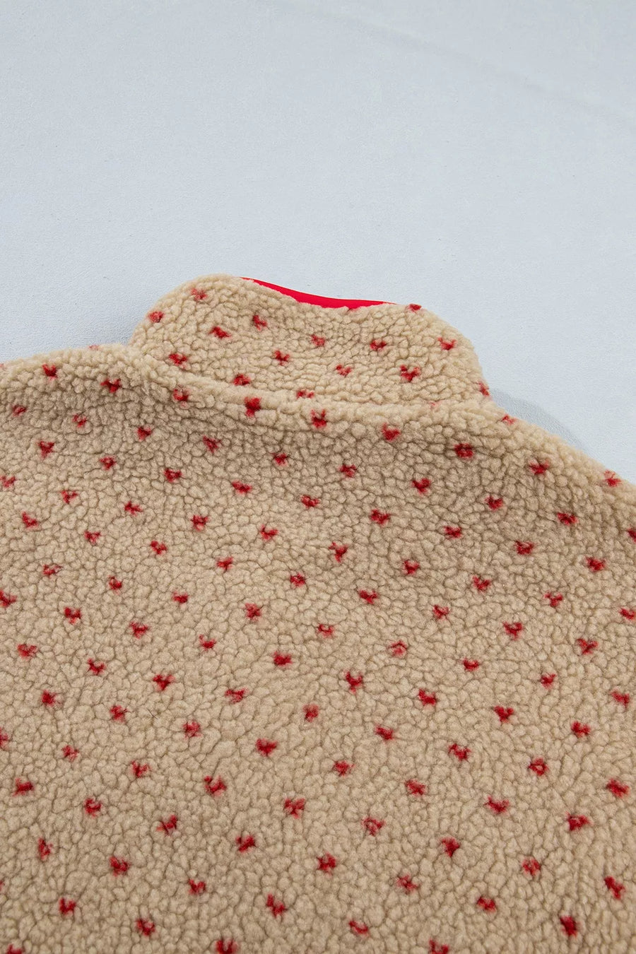 Heart Pattern Fleece Colorblock Collar Sweatshirt option 7