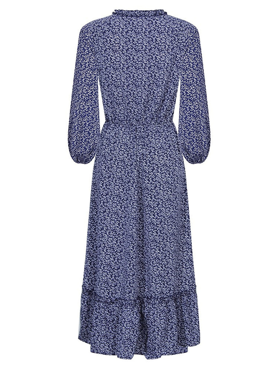 bohemian midi dress in Royal Blue with v-neck