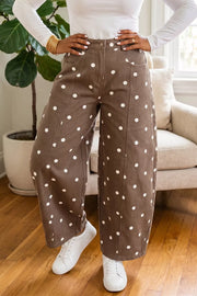 72% cotton, 26% polyester, 2% elastane Care instructions: Machine wash cold jeans in Dark Brown with barrel silhouette