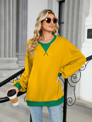 sweatshirt in Pastel Blue with color-block and contrast trim