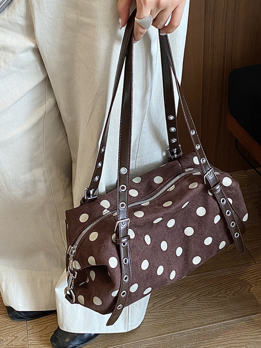 shoulder bag featuring polka dot in black with Suede Imported Size &amp texture