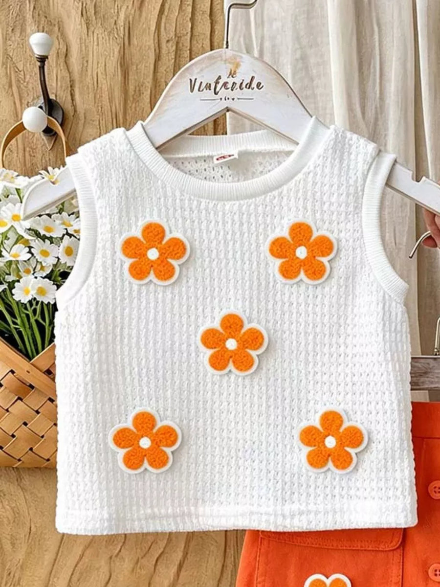 Children's Flower Sleeveless Top And Skirt Set option 7