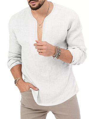 Men's Slim Fit Long Sleeve Blouse Plus Size in Light Green