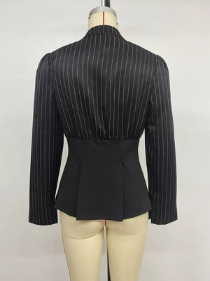 peplum top featuring striped in white with 97% polyester, 3% elastane Care instructions: Machine wash cold texture
