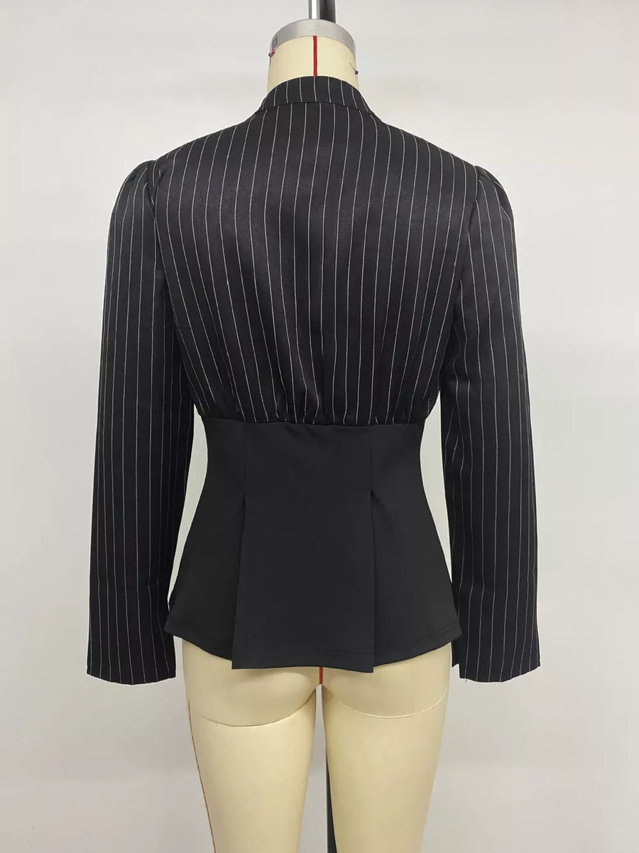 peplum top featuring striped in white with 97% polyester, 3% elastane Care instructions: Machine wash cold texture
