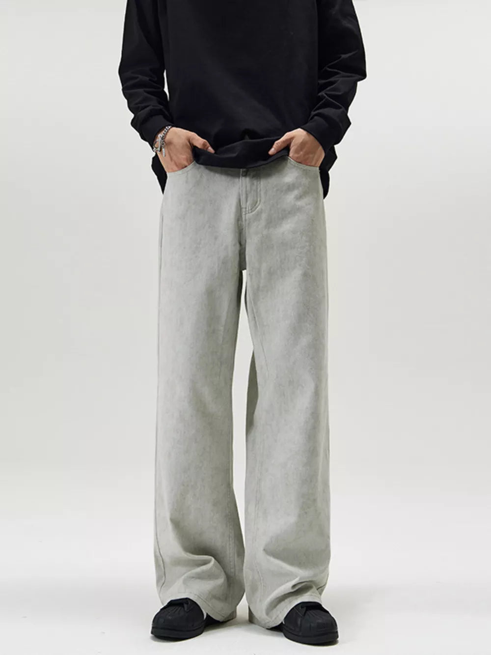 Gray Men's Full Size Wide Leg Pants