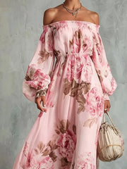 maxi dress featuring floral in blush pink with 100% polyester Care instructions: Machine wash cold texture