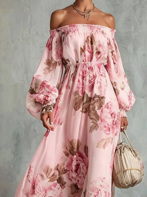 maxi dress featuring floral in blush pink with 100% polyester Care instructions: Machine wash cold texture