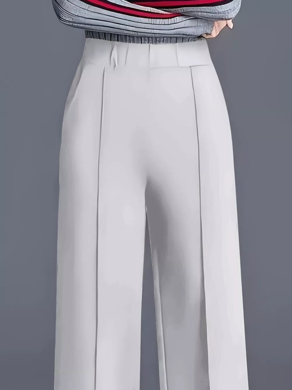 100% polyester Care instructions: Machine wash cold wide-leg pants in Navy Blue with flared silhouette