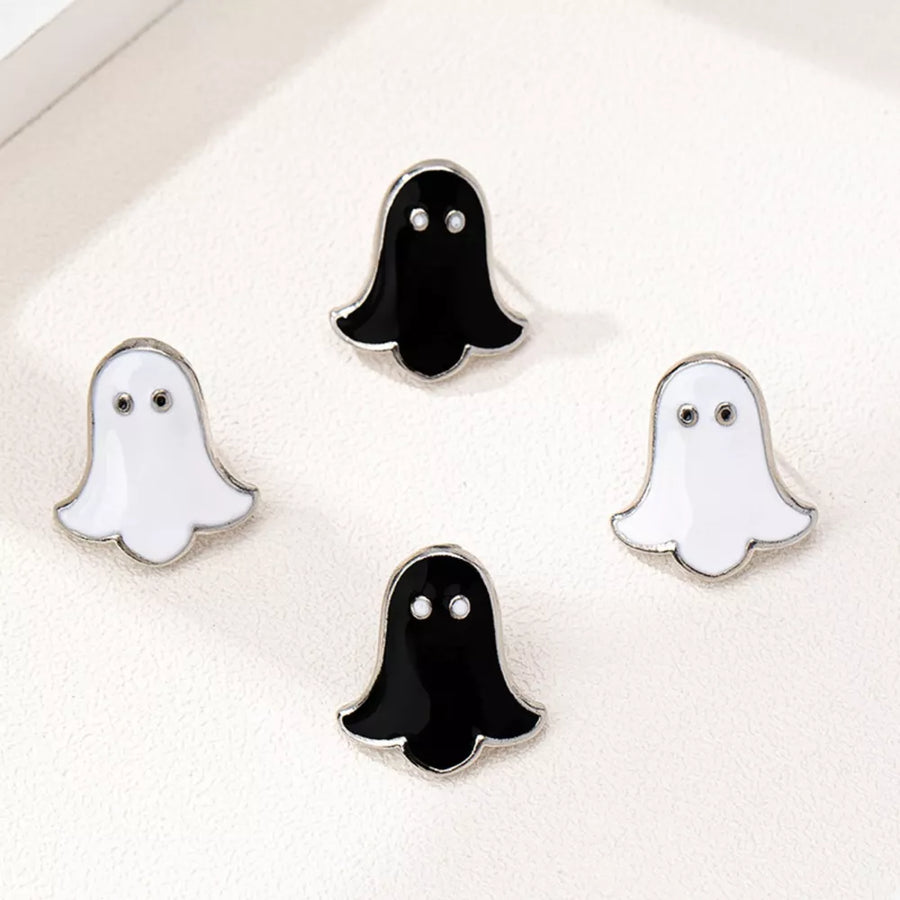 white earrings with mini and stud